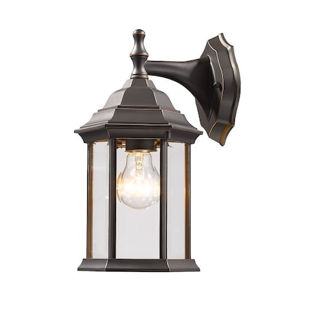 Waterdown 1 Light Outdoor Wall Light, Oil Rubbed Bronze & Clear Beveled